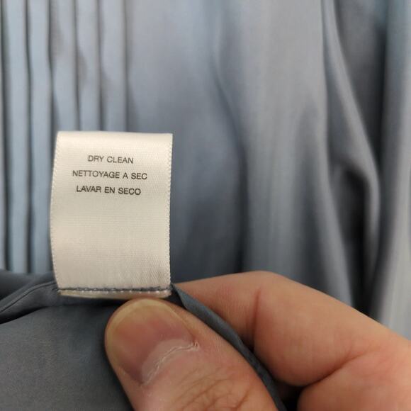 Michael Kors 100% Silk Gray Pleated Blouse Women's 12 Keyhole Neck Long Sleeve - Picture 9 of 10